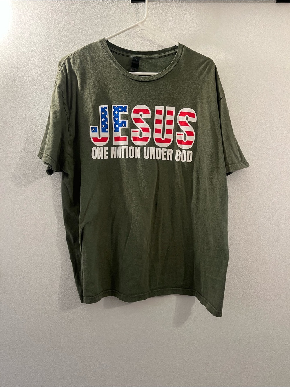 Olive Green 'JESUS One Nation Under God' Graphic T-Shirt